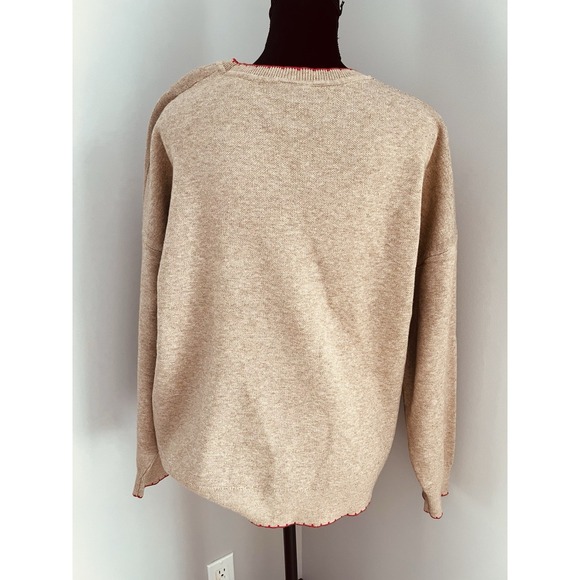 NIKKA K Womens 1X Plus Dalmatian Graphic Red Bow Sweater Lux Heathered Mocha - Picture 6 of 10